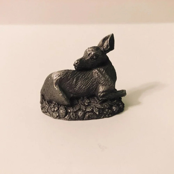 1981 Jane Lunger Pewter The Fawn Franklin Mint Woodland Animal Mini Figurine - Picture 3 of 9